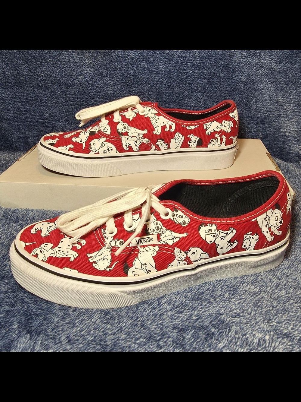 Vans Red Dalmatian-Print Authentic Low-Top Sneakers - Picture 2 of 7